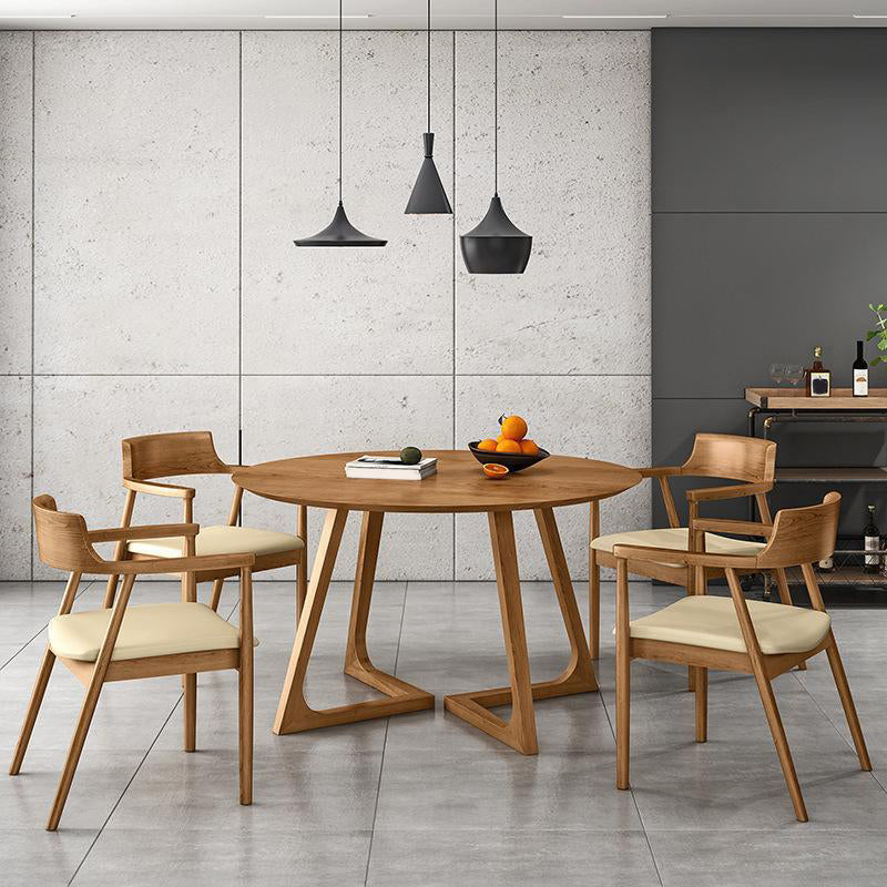 Modern Style Round Solid Wood Dining Set 1/2/4/5 Pieces Dining Set for Dining Areas 5 Pieces: Table, 4 Chairs Clearhalo 'Dining Room Sets' 'Dining Tables & Seating' 'dining_room_set' 'furn' 'furn_dining_room_set' 'Furniture' 'Kitchen & Dining Furniture' 5241212