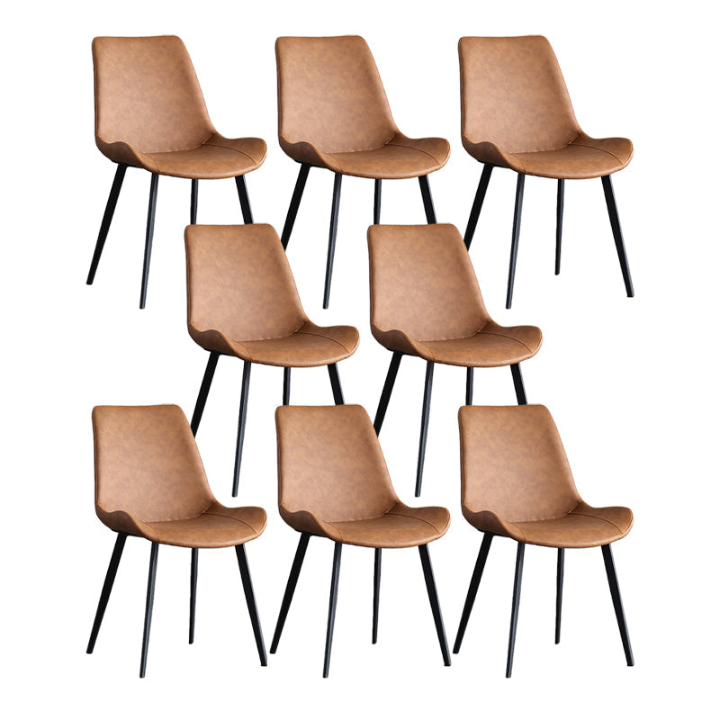 Industrial Style Faux Leather Side Chairs Arm Solid Back Dining Side Chair Orange 8 Piece Set Clearhalo 'Dining Chairs' 'Dining Tables & Seating' 'dining_chair' 'furn' 'furn_dining_chair' 'Furniture' 'Kitchen & Dining Furniture' 5242315