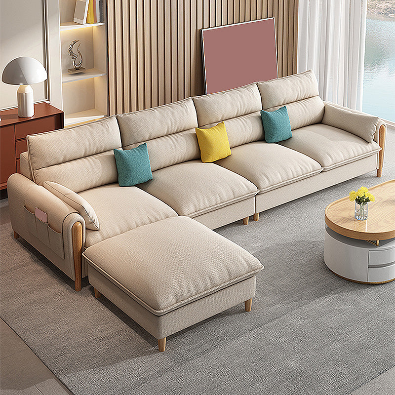 Skandinavisches Beige gerade Arm -Sofa/Abschnitt mit abnehmbaren Kissen