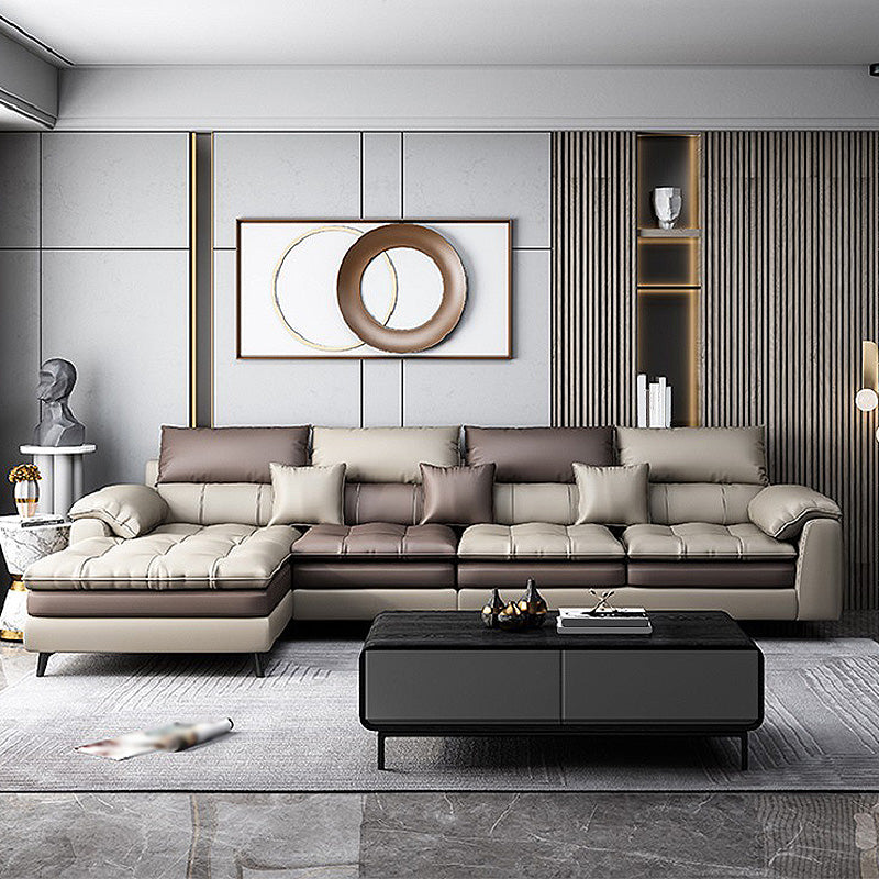 Almohada seccional de cuero sintético brazo beige beige para sala de estar