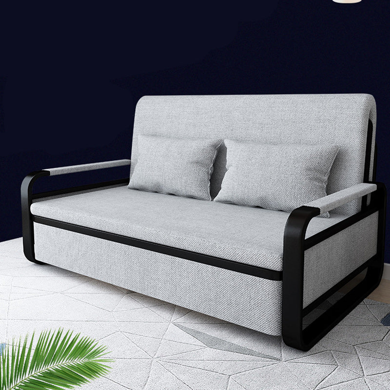 Contemporary Tight Back Sofa Bed Square Arm Fabric Sofa with Storage