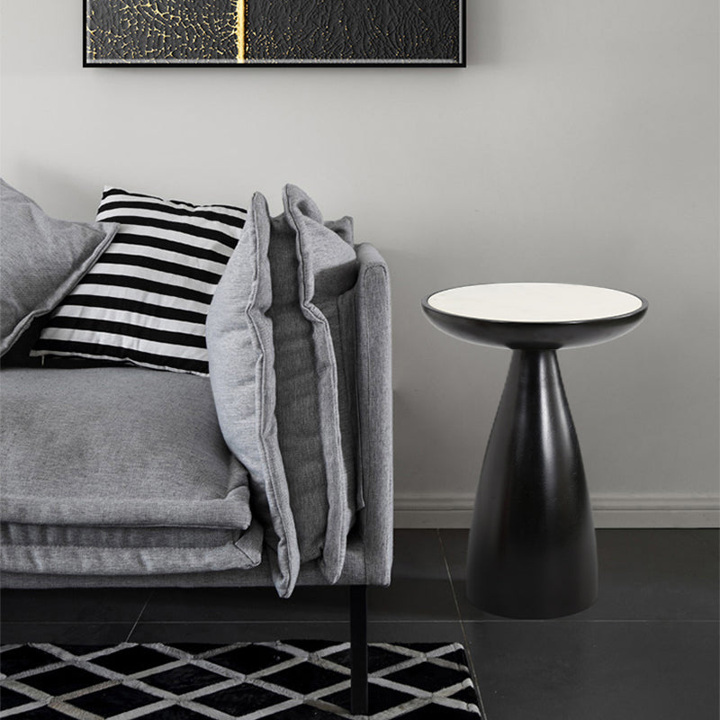 Mesa redonda de mármol moderna de mediados de siglo Mesa de pedestal de madera maciza