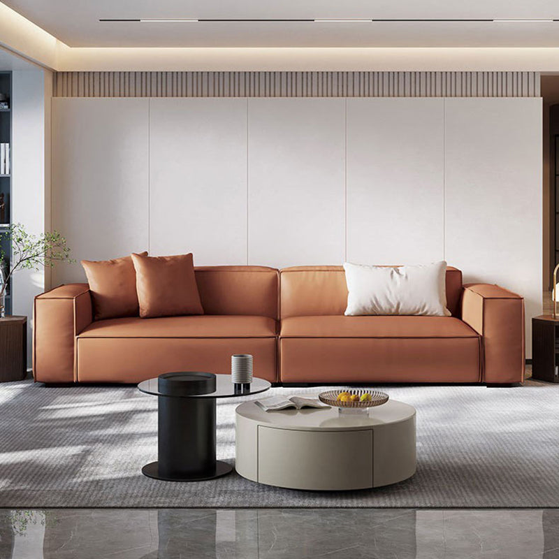 Tissu de style moderne et canapé rectangulaire blanc en cuir / orange