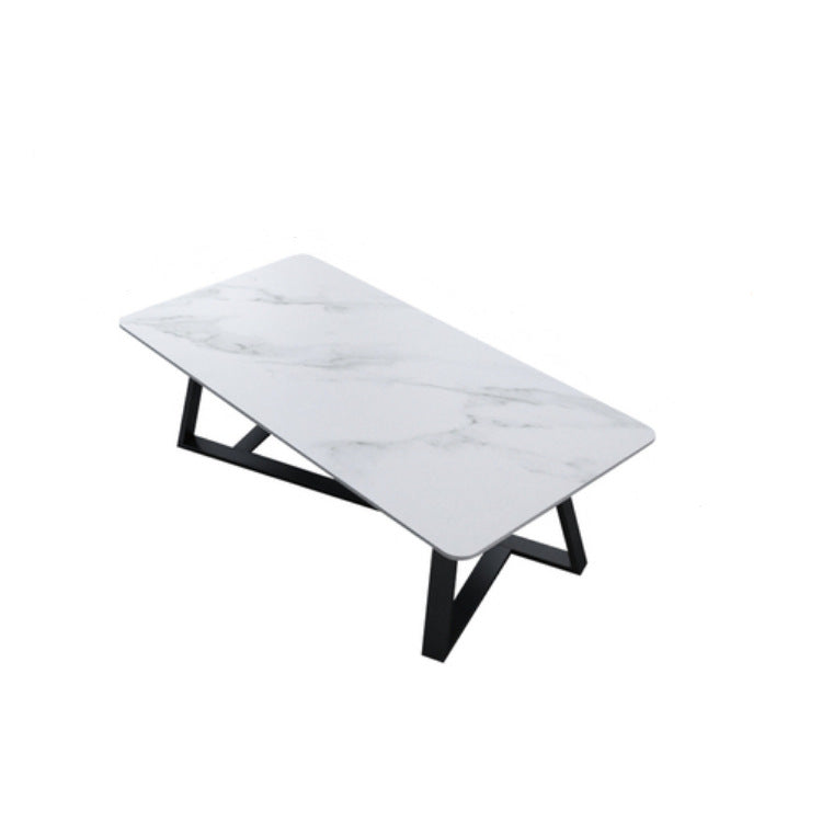 Trestle Marble Cocktail Table Contemporary Rectangular Coffee Table White Clearhalo 'Coffee & Accent Tables' 'Coffee Tables' 'coffee_tables' 'furn' 'furn_coffee_tables' 'Furniture' 'Living Room Furniture' 5243787