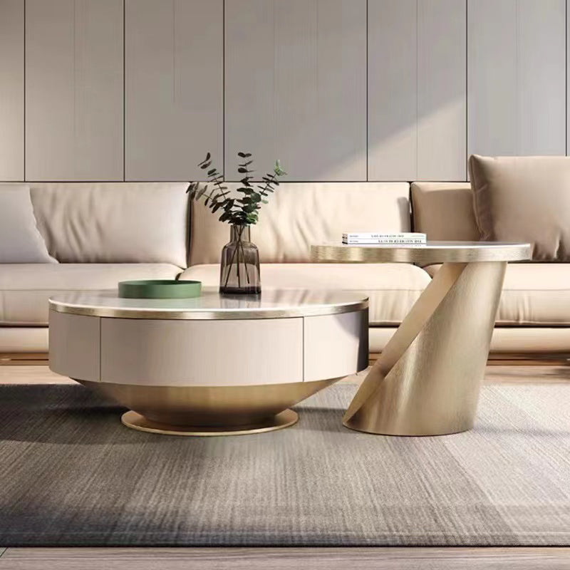 Tavolino rotondo top fisso top scandinavo gambe piedistallo tavolino da caffè