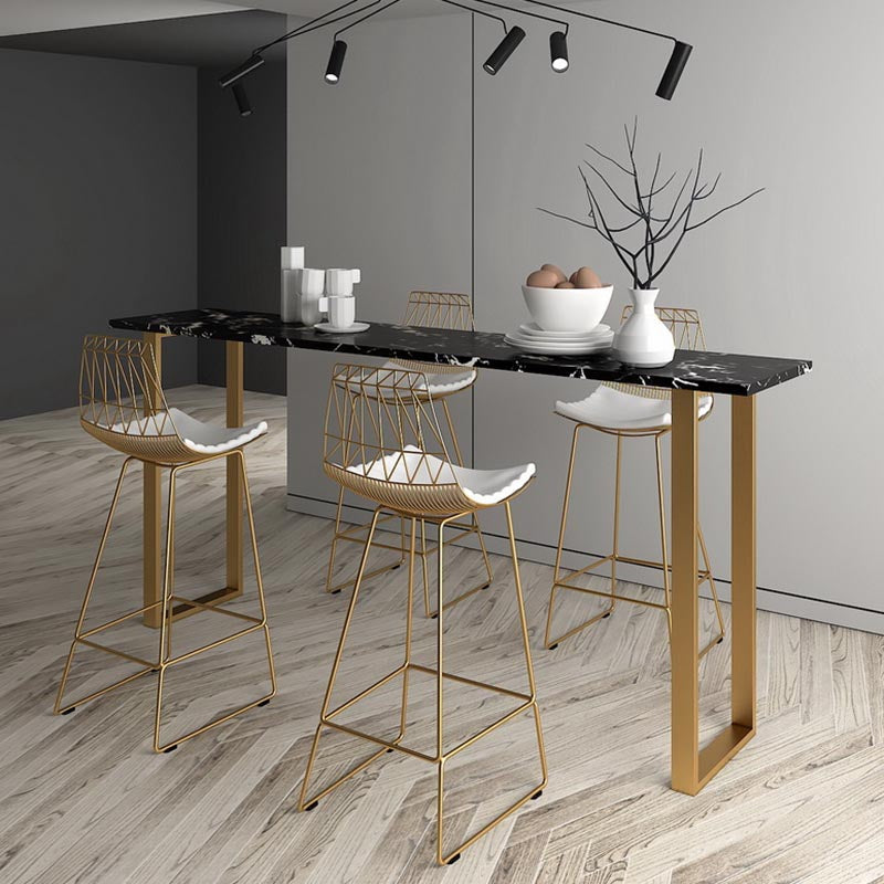 Rechteck Top Glam Bar Tabelle 42-Zoll-Höhe Gold Sockel Bistro Tabelle