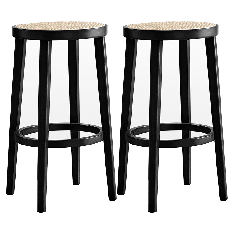Sgabello da bar rotondo moderno a back-slool con gambe in legno