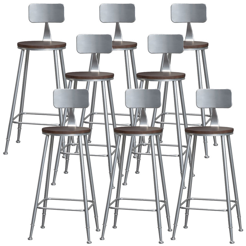 Indoor Industrial Wood Top Barstool Metal 4 Legs Bar Stool with Pedal