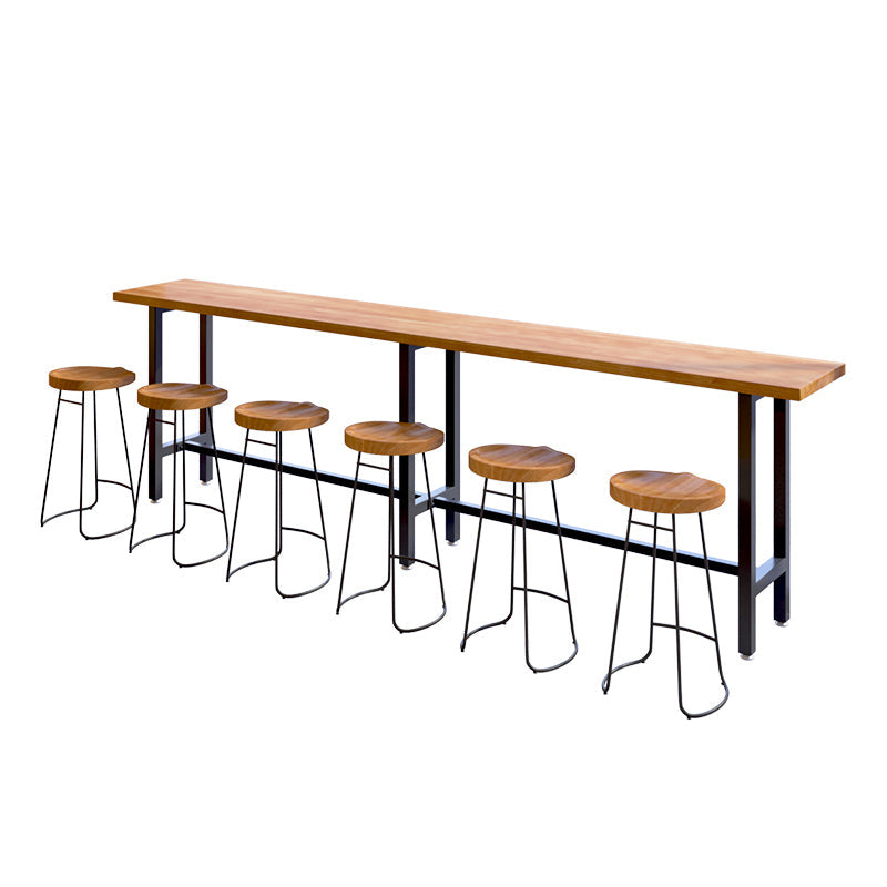 1/4/7 stuks industriële ijzeren balk tafel set rechthoek dennenhout bistro set met voetsteun