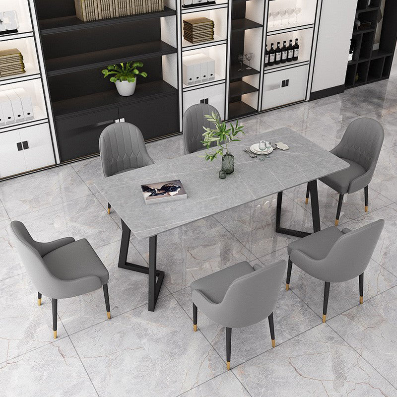 Modern Rectangle Dining Table Set 1/4/7 Pieces Dinette Set with Sintered Stone Top