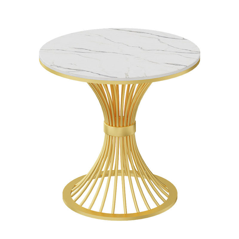 Modern Style Dining Table Sintered Stone Round Table for Dining Room Pedestal Gold 31.5"L x 31.5"W x 29.5"H Clearhalo 'Dining Tables & Seating' 'Dining Tables' 'dining_table' 'furn' 'furn_dining_table' 'Furniture' 'Kitchen & Dining Furniture' 5246243