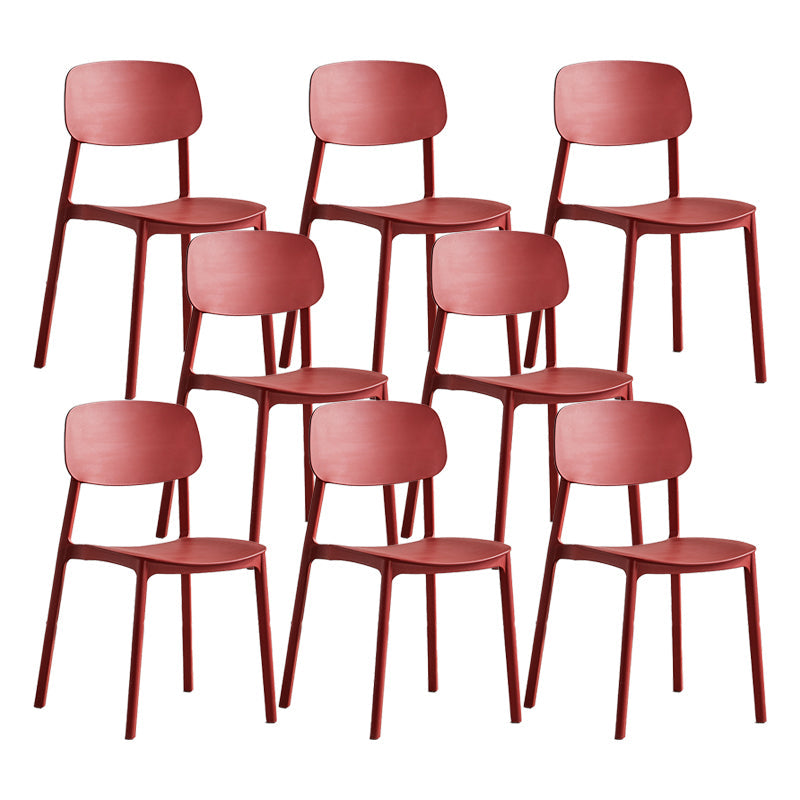 Scandinavian Conference Room Stacking Side Chair Matte Finish Plastic Dining Chair Red 8 Piece Set Clearhalo 'Dining Chairs' 'Dining Tables & Seating' 'dining_chair' 'furn' 'furn_dining_chair' 'Furniture' 'Kitchen & Dining Furniture' 5246887