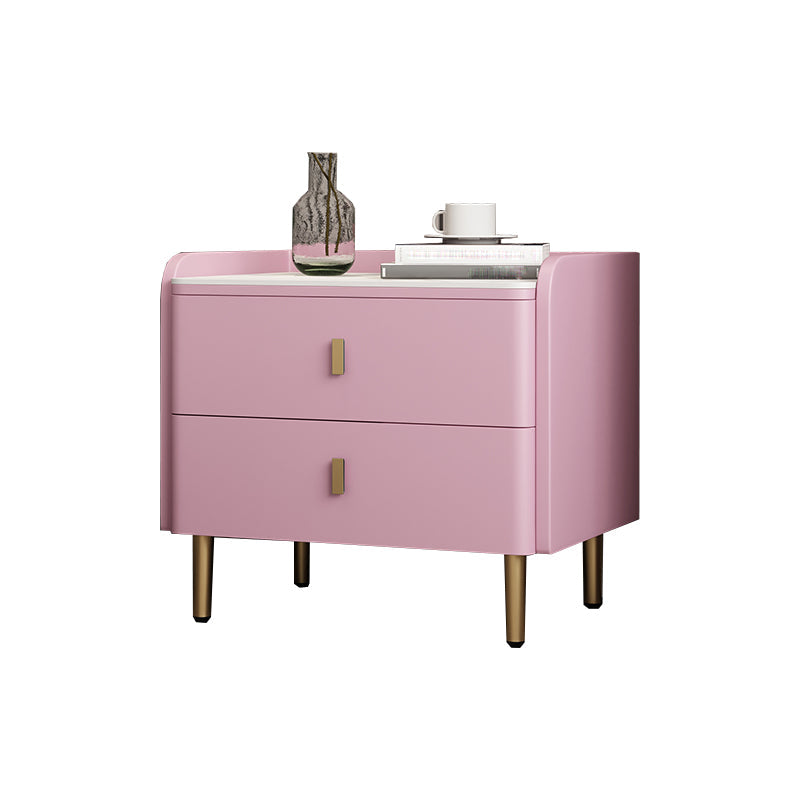 Nightstand with Drawers 19" Tall Wood Bed Nightstand with Legs