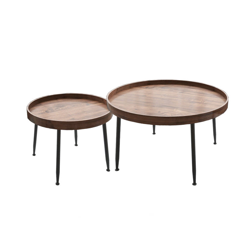 Round Coffee Table with Wood Accents 4 Legs Modern Coffee Cocktail Table