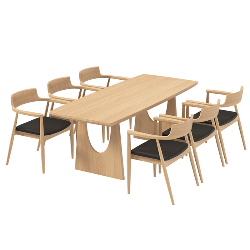 Modern Solid Wood Dining Room Set 1/2/4/5/7 Pieces Pine Dining Room Chair Set 7 Pieces: Table, 6 Chairs Clearhalo 'Dining Room Sets' 'Dining Tables & Seating' 'dining_room_set' 'furn' 'furn_dining_room_set' 'Furniture' 'Kitchen & Dining Furniture' 5256099