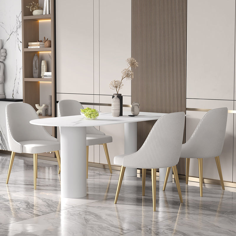 White Stone Top Dinner Room Kitchen Table Modern Tripod Base Dining Table