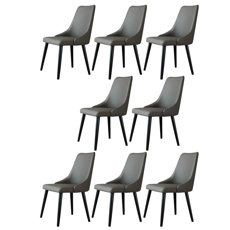Contemporary Wood Dining Room Chairs PU Leather Dining Chairs for Home Use Grey 8 Piece Set Clearhalo 'Dining Chairs' 'Dining Tables & Seating' 'dining_chair' 'furn' 'furn_dining_chair' 'Furniture' 'Kitchen & Dining Furniture' 5257115
