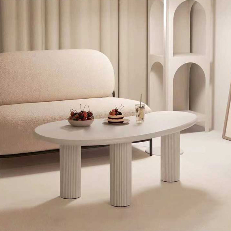 Geometric White Wood Coffee Table 3 Legs Modern Cocktail Table Beige Clearhalo 'Coffee & Accent Tables' 'Coffee Tables' 'coffee_tables' 'furn' 'furn_coffee_tables' 'Furniture' 'Living Room Furniture' 5262824