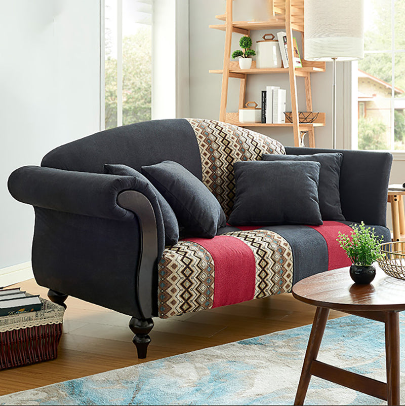 Linnen landgebogen bank gerolde arm 31 "W kameel achterbank voor woonkamer