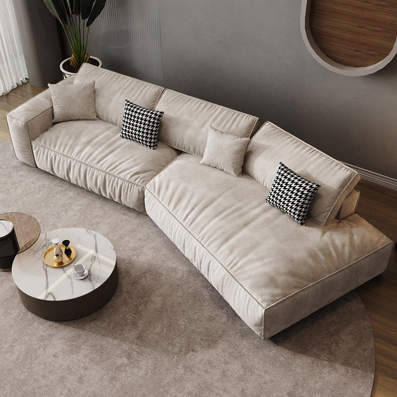 Single Side Armrest with Pillow Back Sofa Bed Cream Cloth Art Sofa