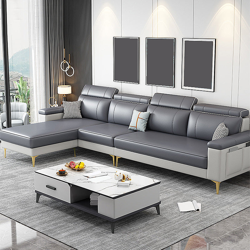 Fronte in pelle con il cuscino alto cuscino alto usura sezionale e divano resistente alle macchie