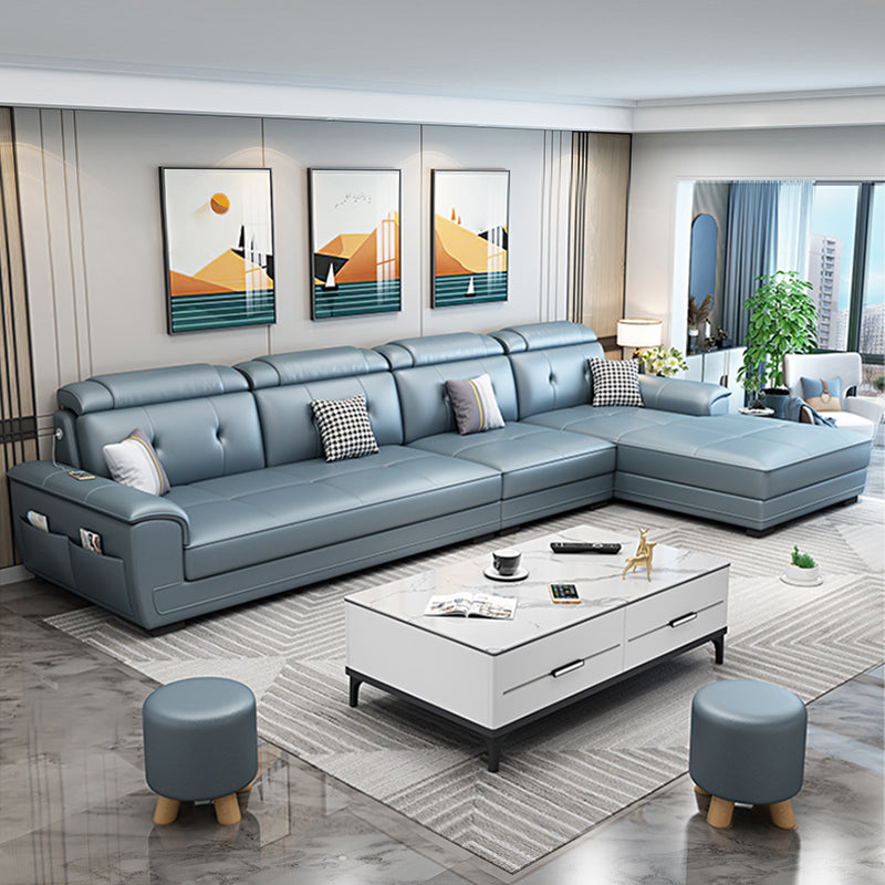 Faux Leather L-Shape 4-Seater Sectional with Storage and Cushion Back