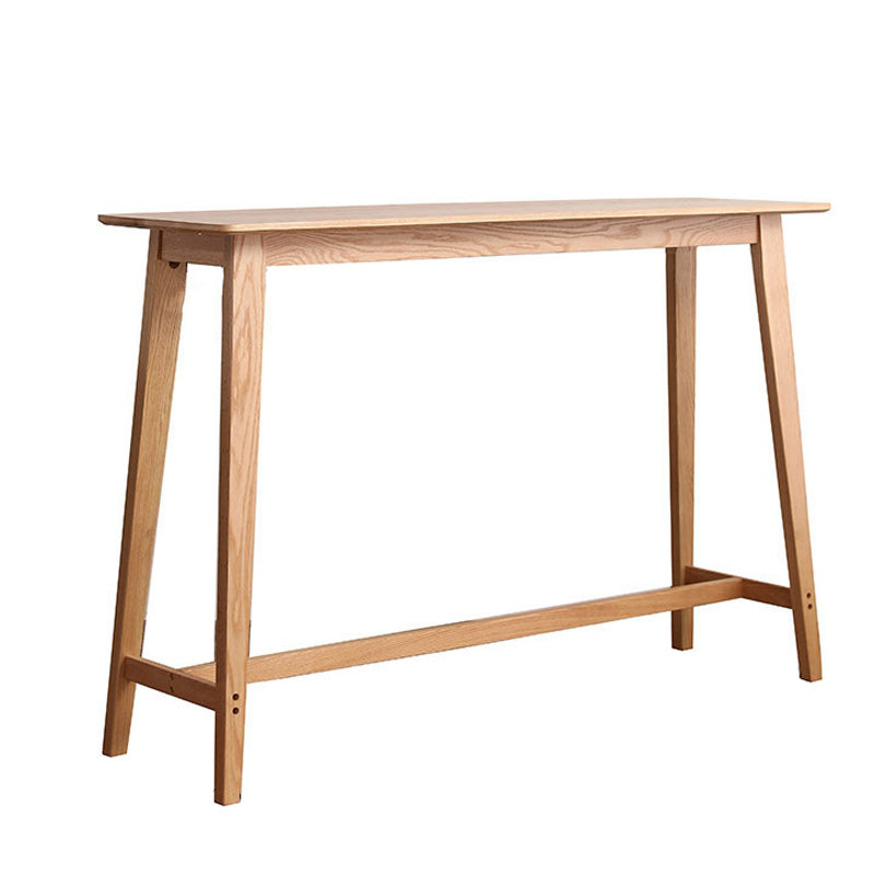 Solid Wood Bar Table Traditional Luxury Rectangle Bar Table with Trestle Base 63"L x 17.7"W x 41.3"H Natural Without Chairs Clearhalo 'Bar Furniture' 'Bar Tables' 'bar_tables' 'furn' 'furn_bar_tables' 'Furniture' 'Kitchen & Dining Furniture' 5267682