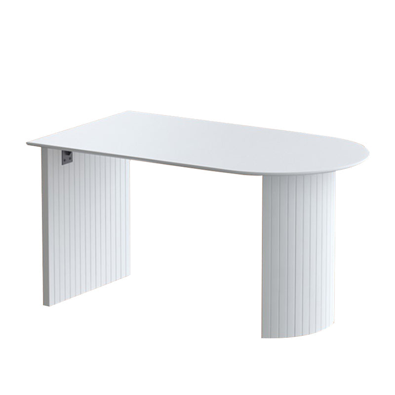 Modern Pine Wood Table for Restaurant White Oval Table with Double Pedestal Free Form 70.9"L x 31.5"W x 29.5"H Without Chairs Clearhalo 'Dining Tables & Seating' 'Dining Tables' 'dining_table' 'furn' 'furn_dining_table' 'Furniture' 'Kitchen & Dining Furniture' 5269077