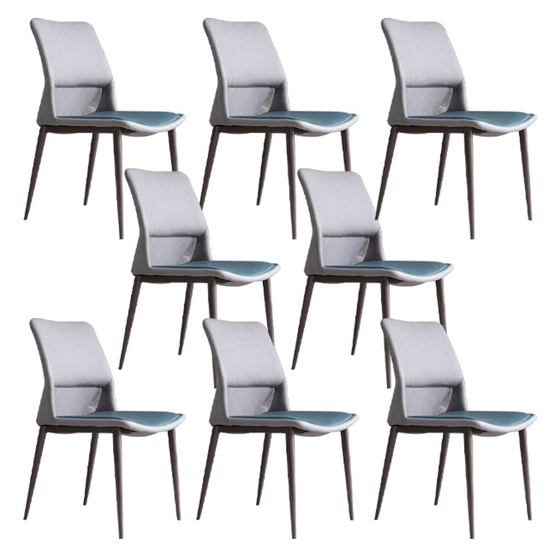Modern Style Faux Leather Dining Chair Metal Armless Dining Chair for Restaurant Use Blackish Green 8 Piece Set Clearhalo 'Dining Chairs' 'Dining Tables & Seating' 'dining_chair' 'furn' 'furn_dining_chair' 'Furniture' 'Kitchen & Dining Furniture' 5269237