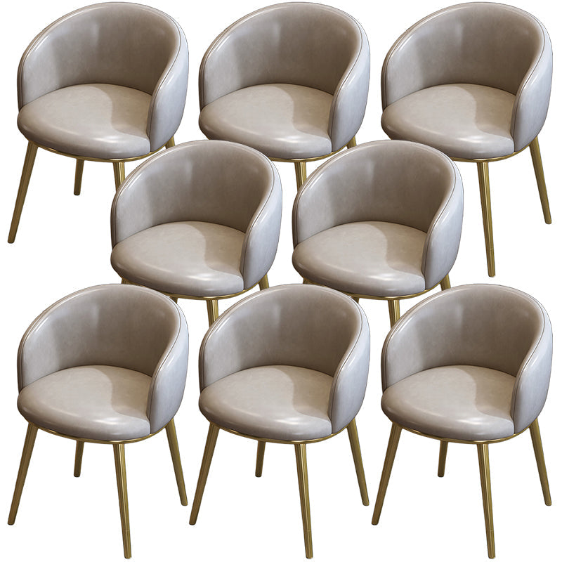 Glam Slaapkamer Solide achterstoel Matte afwerking Lederen eetkamerstoel