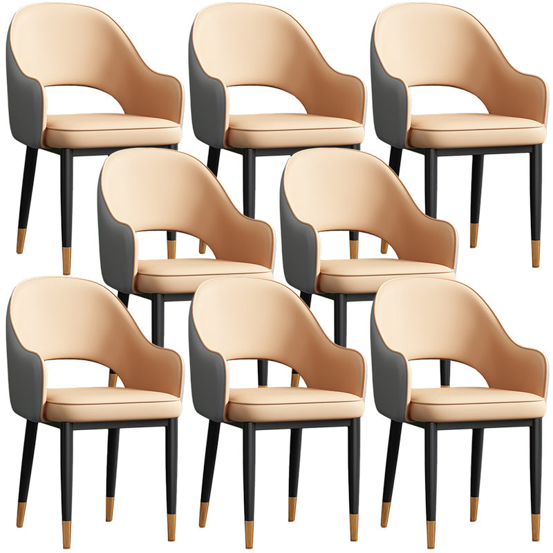 Scandinavian Meeting Room Open Back Arm Chair Matte Finish Leather Dining Chair Pink 8 Piece Set Black Gold Clearhalo 'Dining Chairs' 'Dining Tables & Seating' 'dining_chair' 'furn' 'furn_dining_chair' 'Furniture' 'Kitchen & Dining Furniture' 5272395