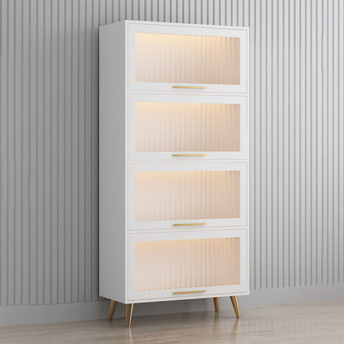 Modern 1-door Sideboard in White and Black Glass for Living Home 31"L x 14"W x 65"H White Clearhalo 'buffet_sideboard' 'Buffets & Sideboards' 'furn' 'furn_buffet_sideboard' 'Furniture' 'Kitchen & Dining Furniture' 5275494