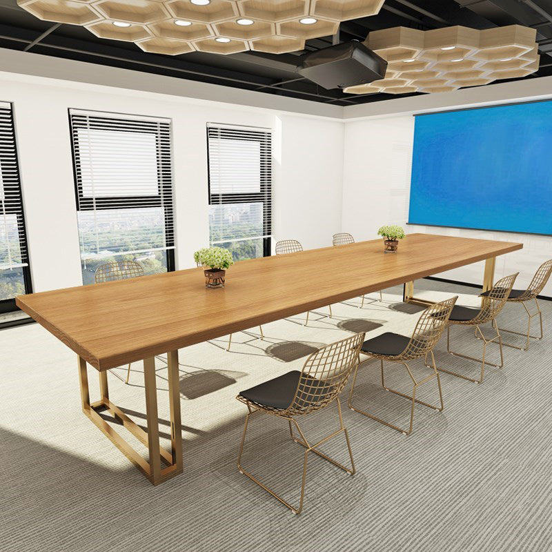 Rectangular Solid Wood Writing Desk Glam Style Sled Base Office Desk Brown Clearhalo 'furn' 'furn_office_desk' 'Furniture' 'Office Desks' 'Office Furniture' 'office_desk' 5275897