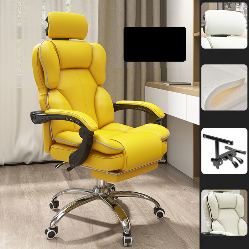 Contemporary High Back Chair Height-adjustable Chair with Wheels Yellow With Footrest Clearhalo 'furn' 'furn_office_chair' 'Furniture' 'Office Chairs' 'Office Furniture' 'office_chair' 5276089
