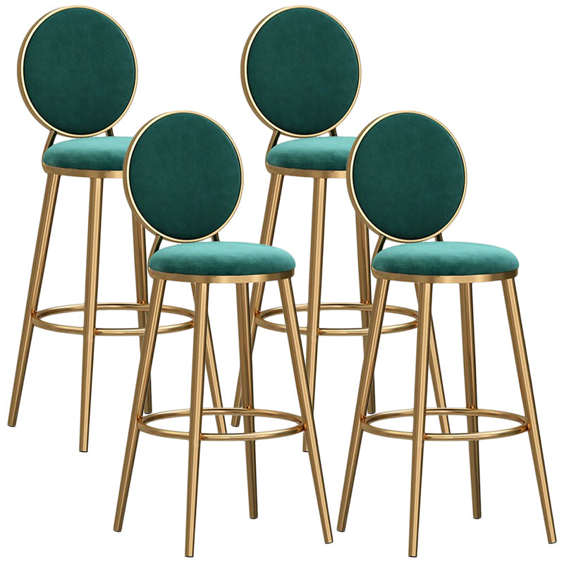 Glam Velvet Bar Stool Low Back Footrest Round Indoor Counter and Bar Stool