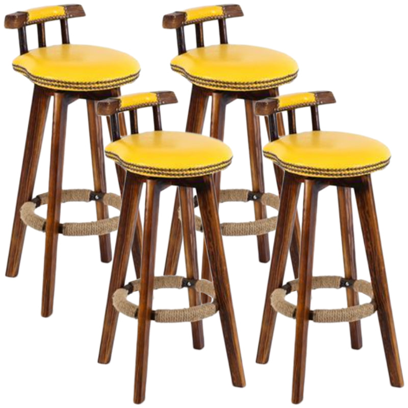 Tradition Backrest Armless Counter Stool Wood Household Bar Stool with Leather Cushion
