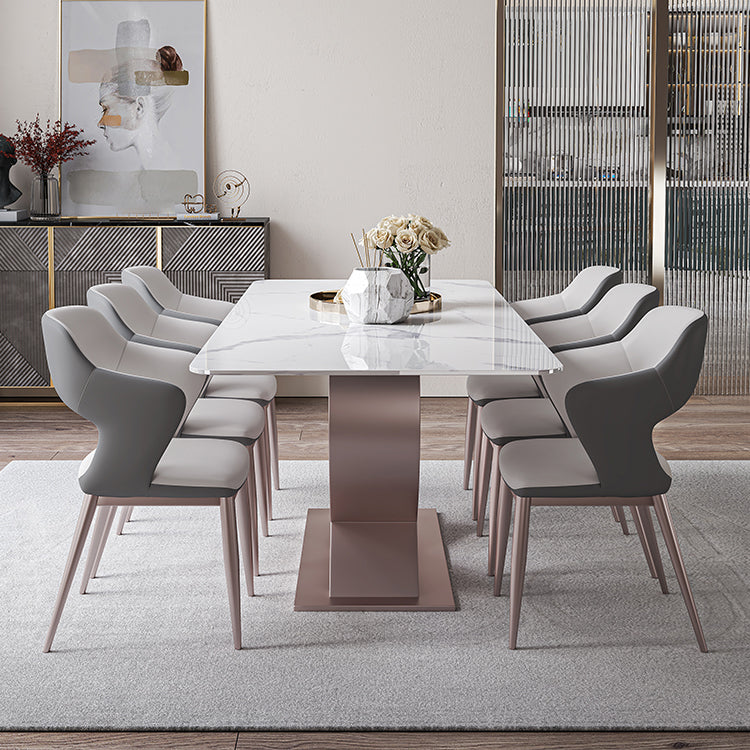 Ensemble de salle à manger en pierre de style de style créateur rectangle 1/4/6/7 pièces de table de table