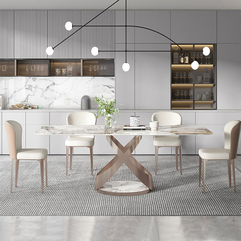 Luxury Sintered Stone Top Dining Set Rectangle 1/2/5 Pieces Dining Room Table Set