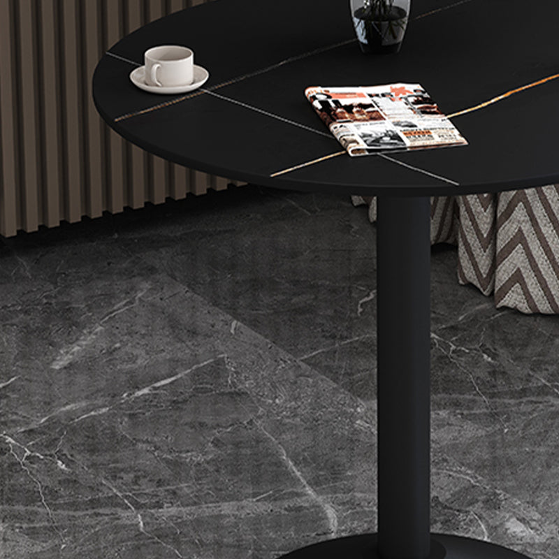 Round Sintered Stone Top Table Contemporary Metal Base Dining Table ...