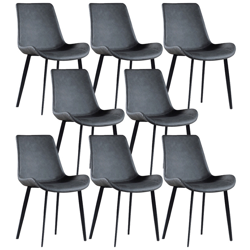Contemporary Faux Leather Dining Side Chairs Metal Armless Dining Chair Grey 8 Piece Set Clearhalo 'Dining Chairs' 'Dining Tables & Seating' 'dining_chair' 'furn' 'furn_dining_chair' 'Furniture' 'Kitchen & Dining Furniture' 5279057