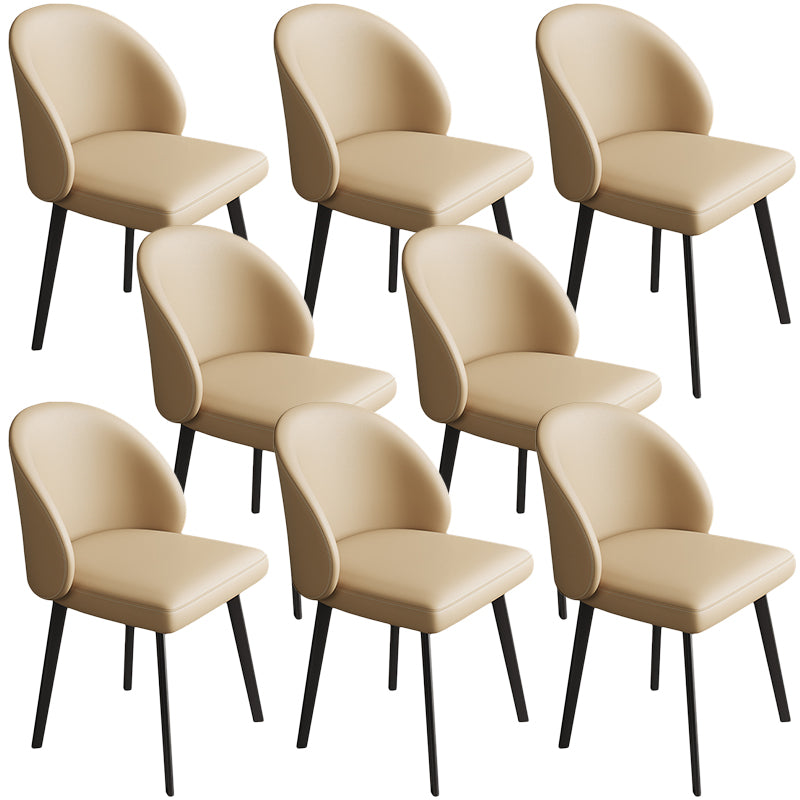 Contemporary Kitchen Dining Side Chair Leather Dining Chairs Yellow 8 Piece Set Clearhalo 'Dining Chairs' 'Dining Tables & Seating' 'dining_chair' 'furn' 'furn_dining_chair' 'Furniture' 'Kitchen & Dining Furniture' 5279227