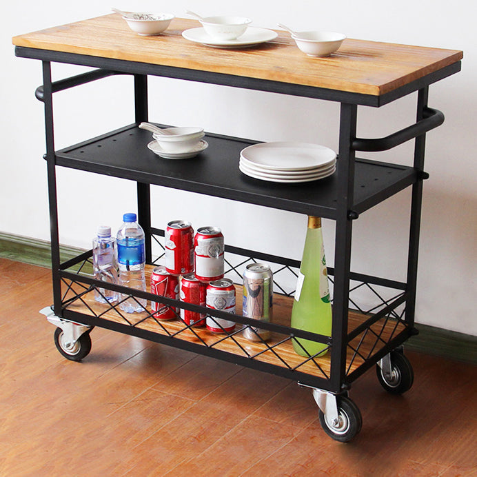 Rolling Prep Table Modern Wood Rectangular Prep Table for Dining Room ...