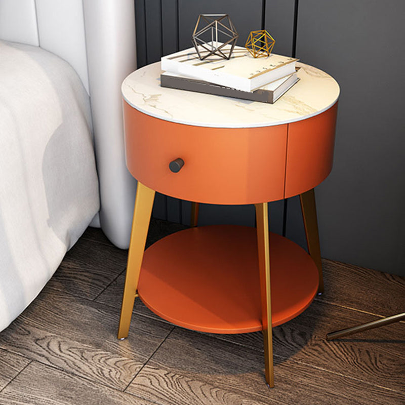 下棚のある木製ナイトスタンド21.65 "1-引き出しナイトスタンド