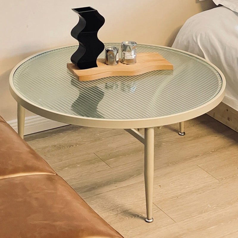Modern Round 3 Legs Coffee Table Clear Glass Cocktail Table - 23.6"/27.6"/31.5"