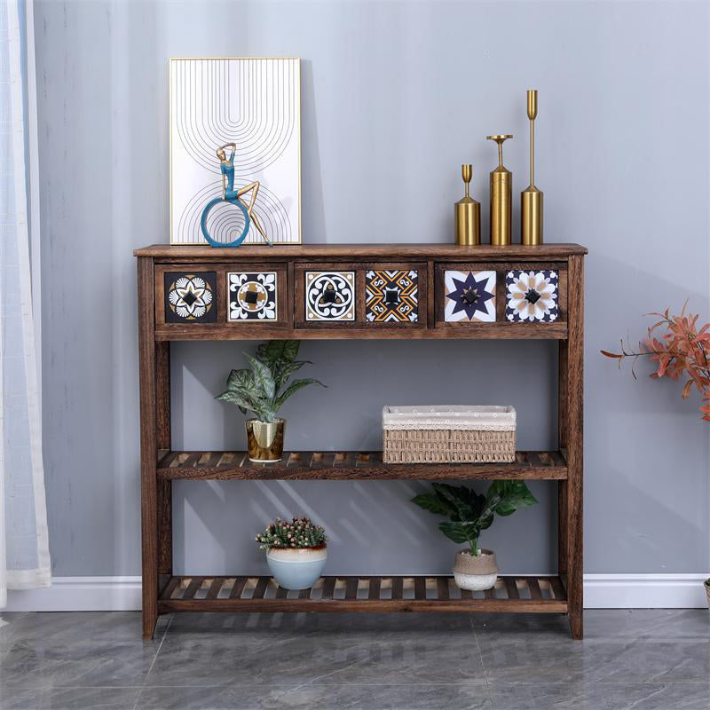 Tavolo di accento moderno della metà del secolo con cassetti per la console Hall