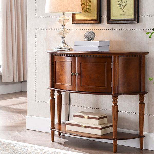 Tavolo da console in legno gommoso Tavolo di accento in legno massiccio con scaffale per la sala