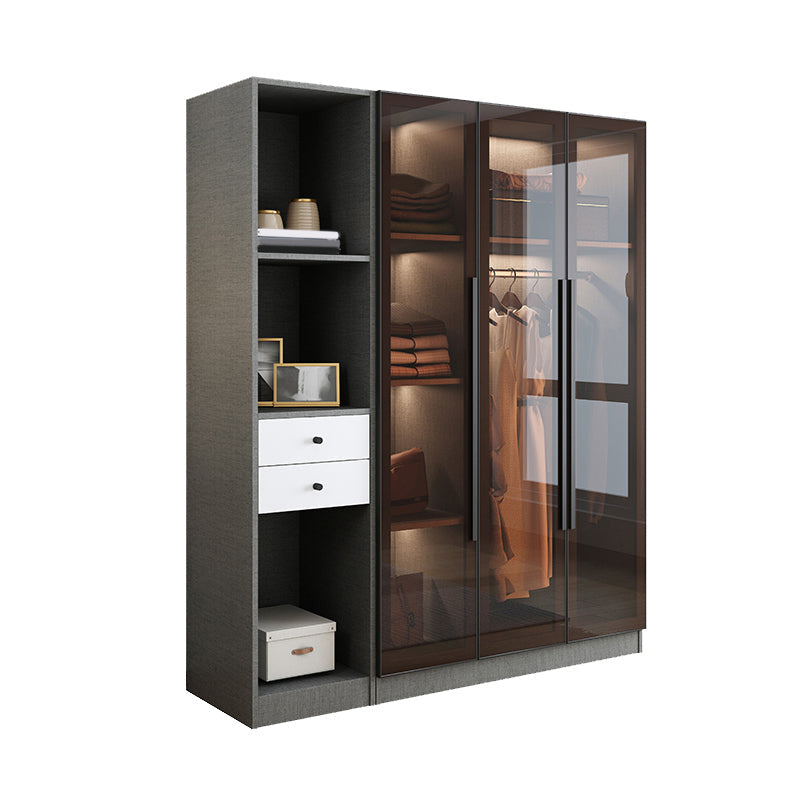 Contemporary Storage Cabinet Mirrored Finish Cabinet with Glass Door