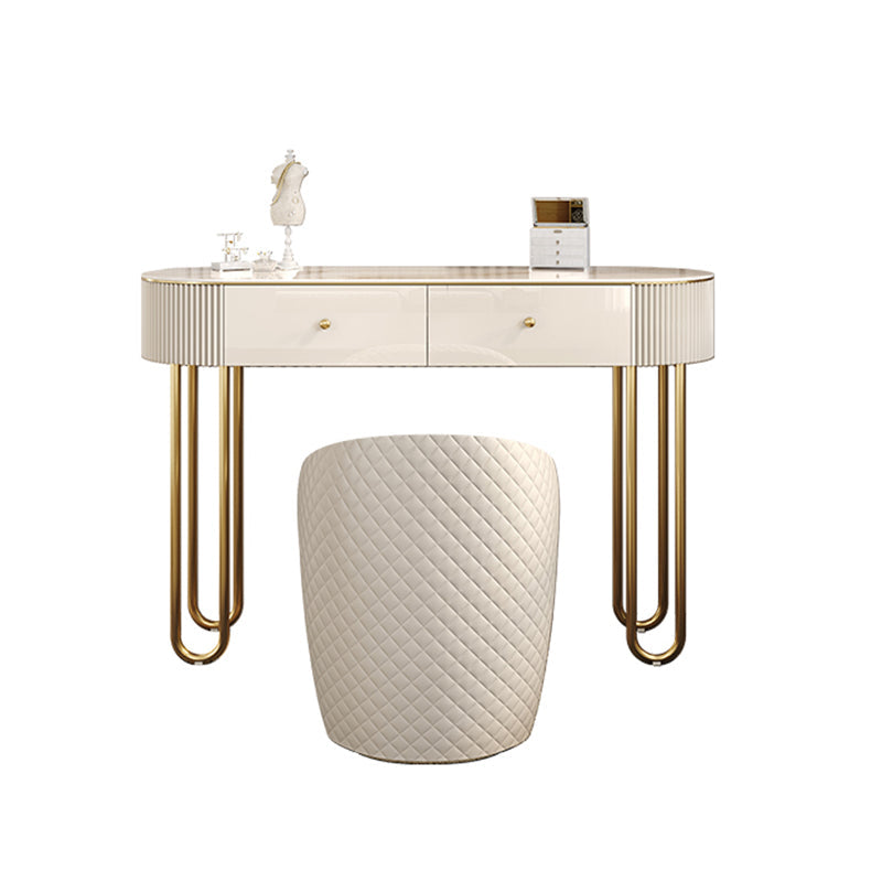 Ensemble de vanité glamour, 2 tiroirs de rangement avec tabouret rembourré en beige