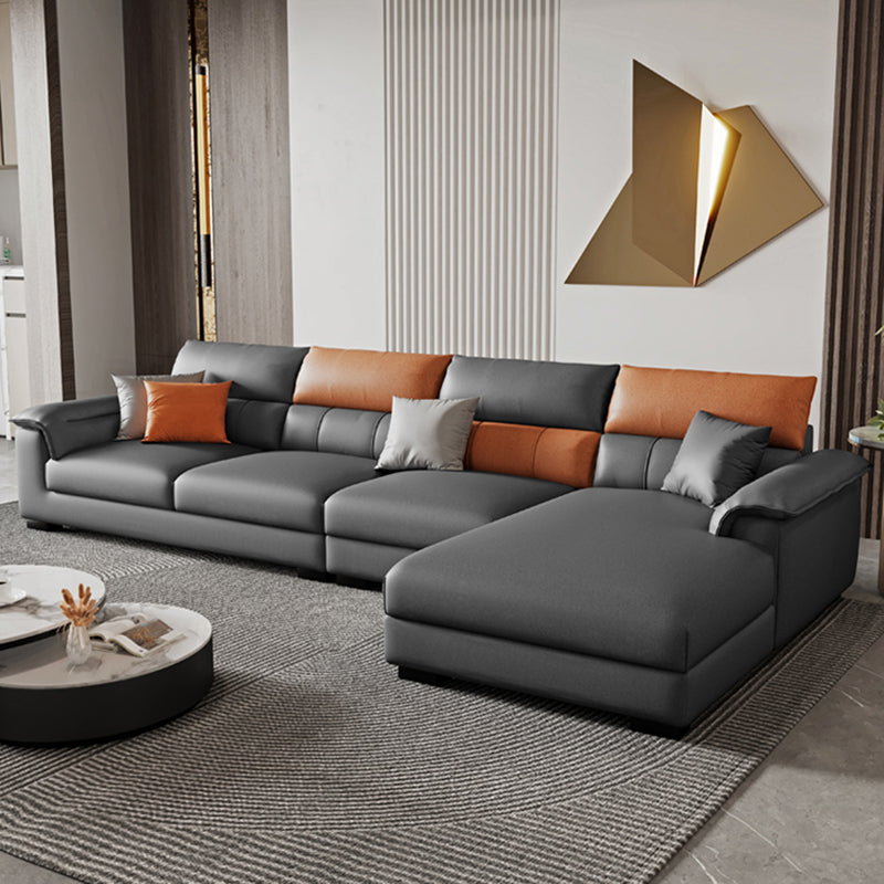 Fabric Pillow Top Arm Sectional Sofa 35.43"High Modern Cushion Back Sofa 134"L x 71"W x 35"H Clearhalo 'furn' 'furn_sectionals' 'Furniture' 'Living Room Furniture' 'Sectionals' 5288042