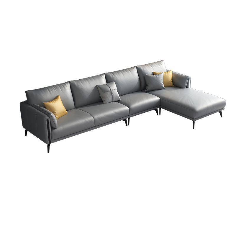 Gray Faux Leather Straight Arm Sofa/Sectionals with water proof for Living Room